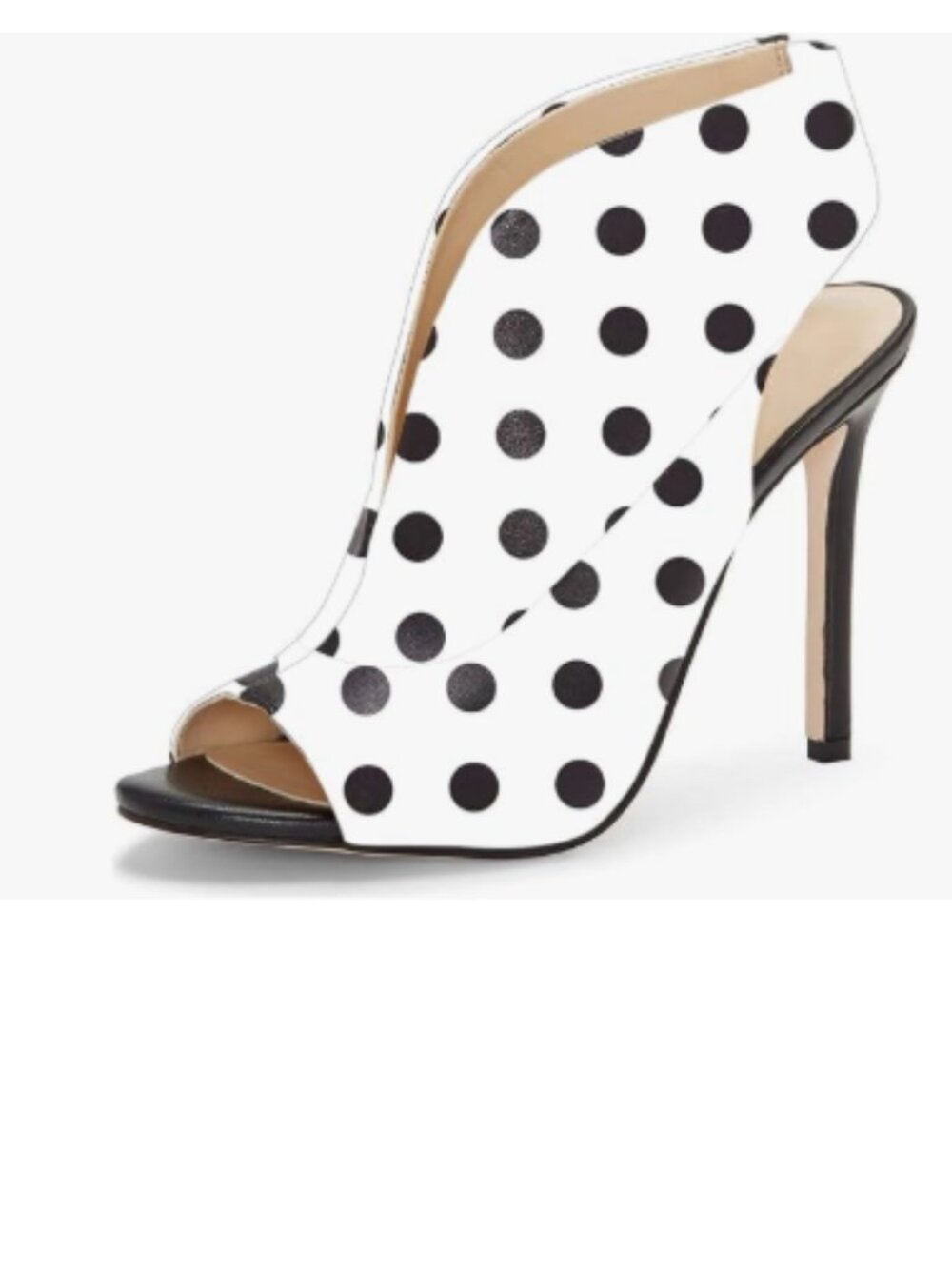 YDN White Polka Dots Slingback Peep Toe Stiletto High Heel Sandals Ankle Boots